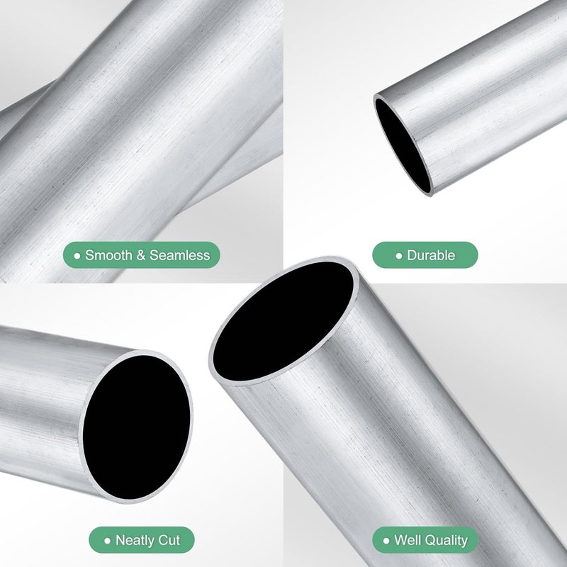 M METERXITY 1-Pack 300mm 6063 Aluminum Round Tube, 37mm ID 40mm OD Seamless Aluminum Tubing for Construction/Machining/DIY Crafting, Metal Straight Pipe [1.46"x1.57"x12"] - Image 2